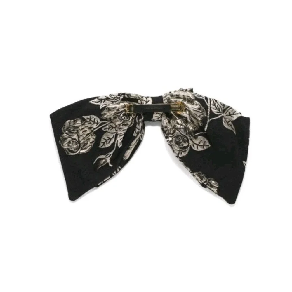 Lele Sadoughi Elizabeth Floral Jacquard Barrette Color Jet NWT $85